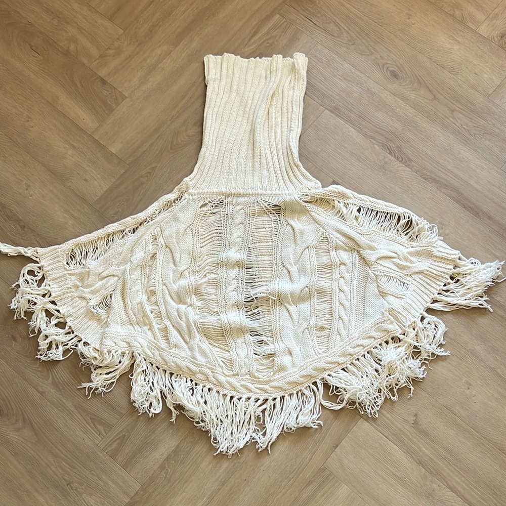 Haute Hippie cowl neck sweater pancho/shawl. OS